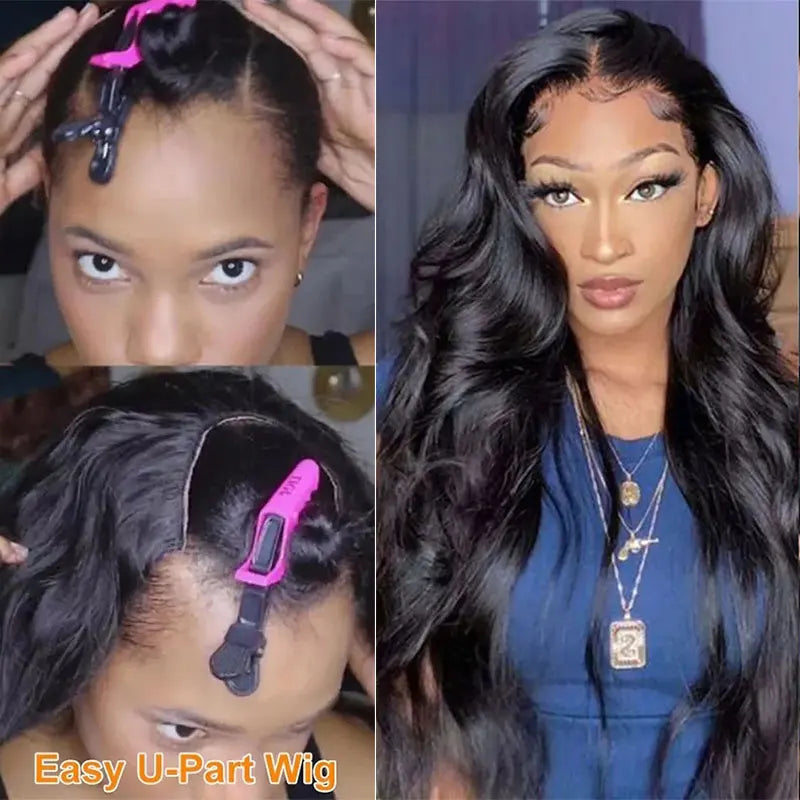 Body Wave U Part Wigs 100% Human Hair Brazilian Wavy Virgin Hair Wigs For Women Remy Hair Human Hair Wigs 180% Density Cheap Wig - MERGE.DAY.1.FREESTYLE