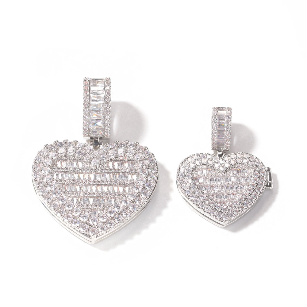 Large Size Heart Shape Custom Photo Locket Frame Pendant love necklaces for her - MERGE.DAY.1.FREESTYLE