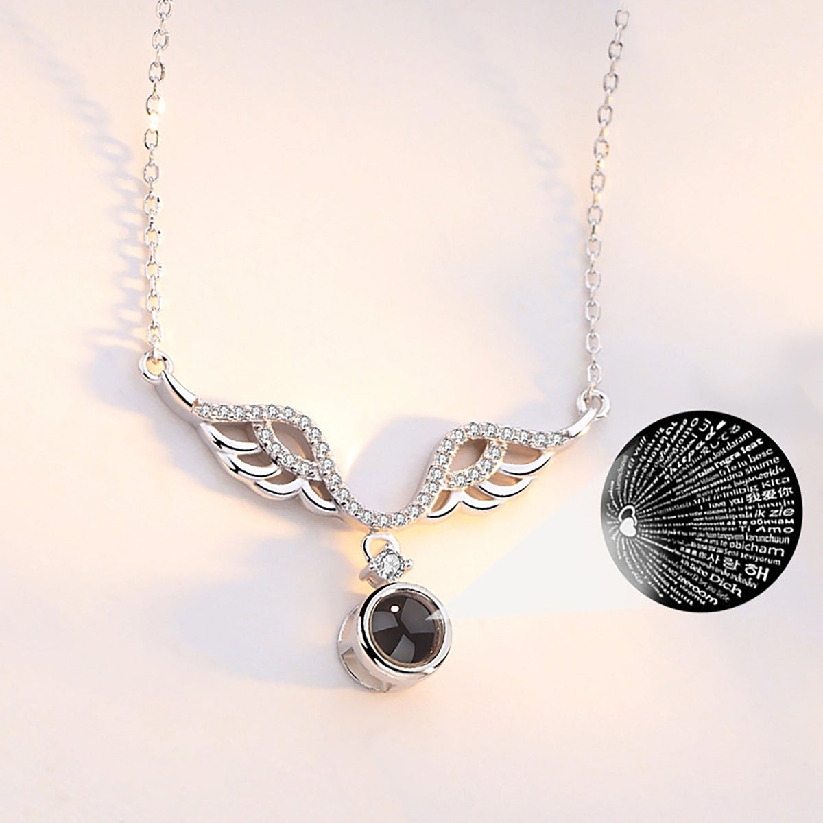 Customized 925 Silver 100 languages Projection Necklace Couple Memory Gifts - MERGE.DAY.1.FREESTYLE