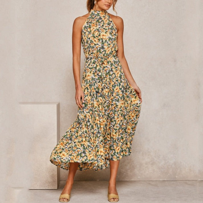 Summer Long Dress Polka Dot Casual Dresses Black Sexy Halter Strapless Sundress Vacation - MERGE.DAY.1.FREESTYLE