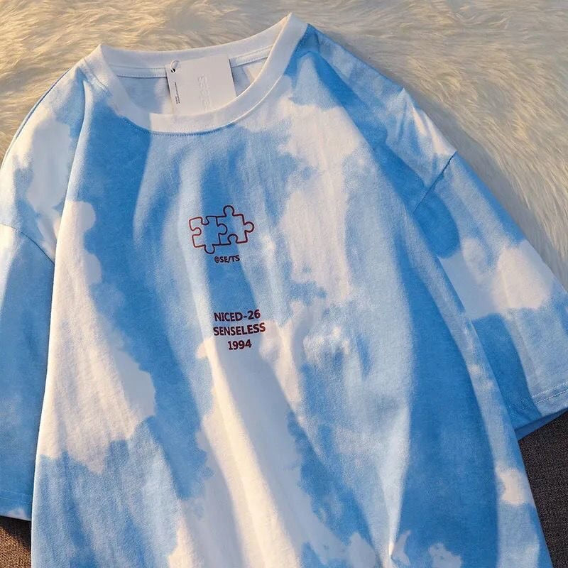 Summer Full Print Cartoon Bear Kawaii Short-Sleeved T-Shirt Loose Harajuku Casual - MERGE.DAY.1.FREESTYLE