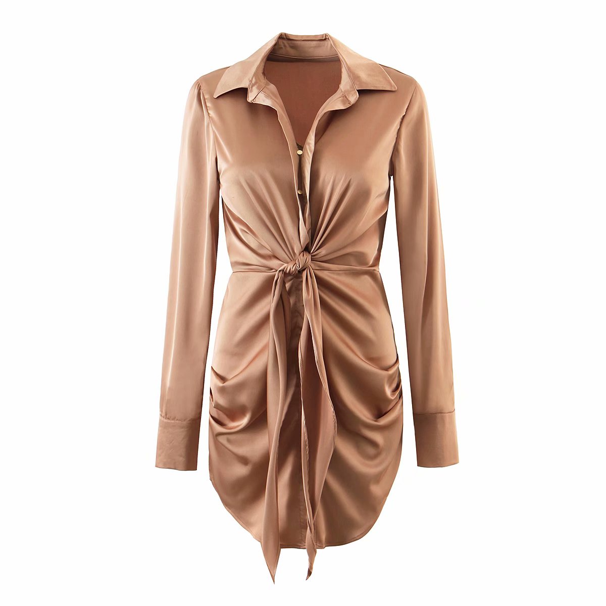 mini dress summer long sleeves women irregularity pleated vocation style loose white shirtdress - MERGE.DAY.1.FREESTYLE