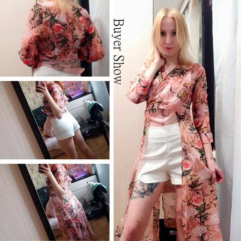 Women Casual Two Piece Set Long Sleeve V Neck Asymmetrical Chiffon Shirt - MERGE.DAY.1.FREESTYLE