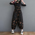 Loose Jeans Black Jumpsuit Casual Ladies Big Pockets Print Floral Denim Overalls Straps Rompers - MERGE.DAY.1.FREESTYLE