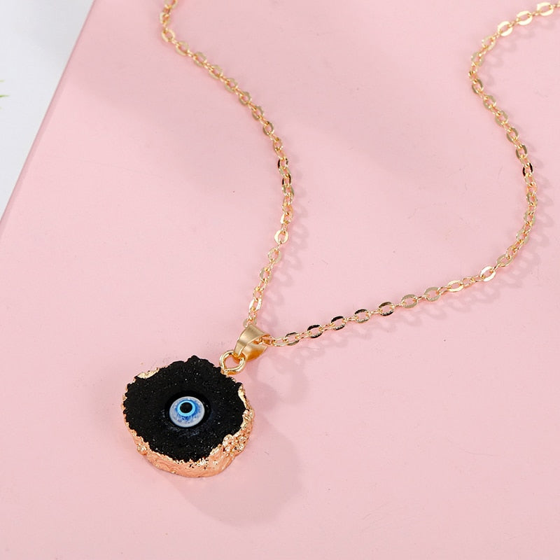 Turkish Evil Eye Pendant Choker Necklace Lucky Blue Evil Eyes Clavicle Chain Necklace - MERGE.DAY.1.FREESTYLE