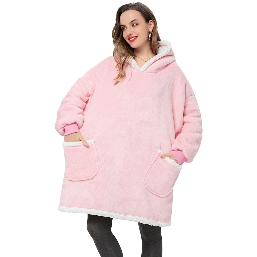 Winter Hoodies Fleece Giant TV Blanket With Sleeves Pullover - MERGE.DAY.1.FREESTYLE