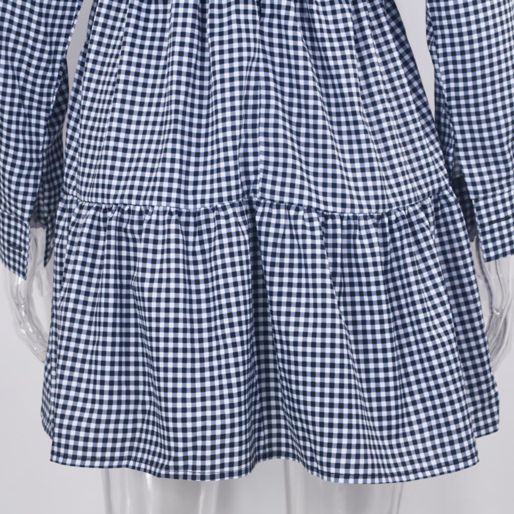 Long Sleeve Mini Shirt Dress For Women White 2022 Spring PU Leather Patchwork Plaid Dresses - MERGE.DAY.1.FREESTYLE