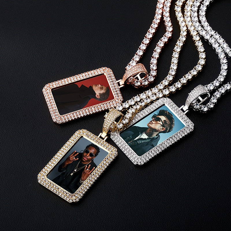 custom photo square medallion pendant hip hop fashion jewelry - MERGE.DAY.1.FREESTYLE