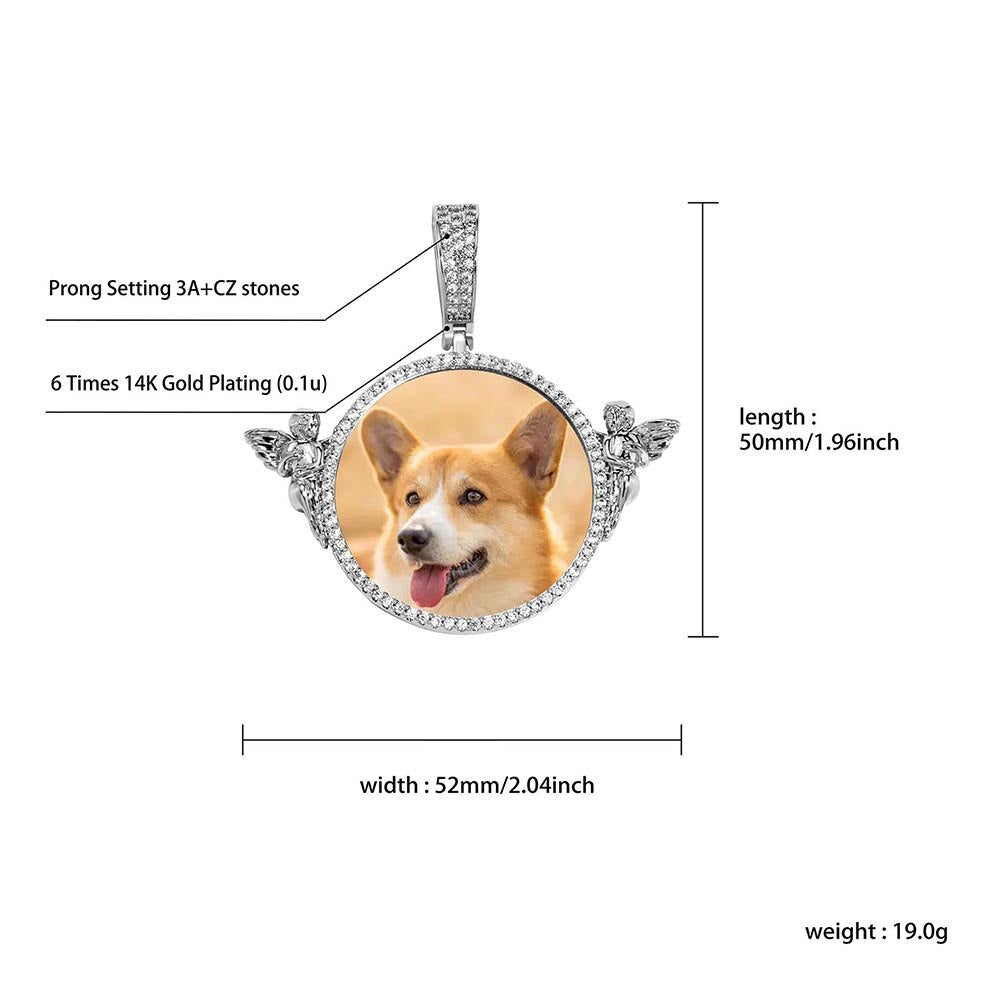 Personalized Custom Photo Pendant Round With Angel For Men Women Jewelry - MERGE.DAY.1.FREESTYLE