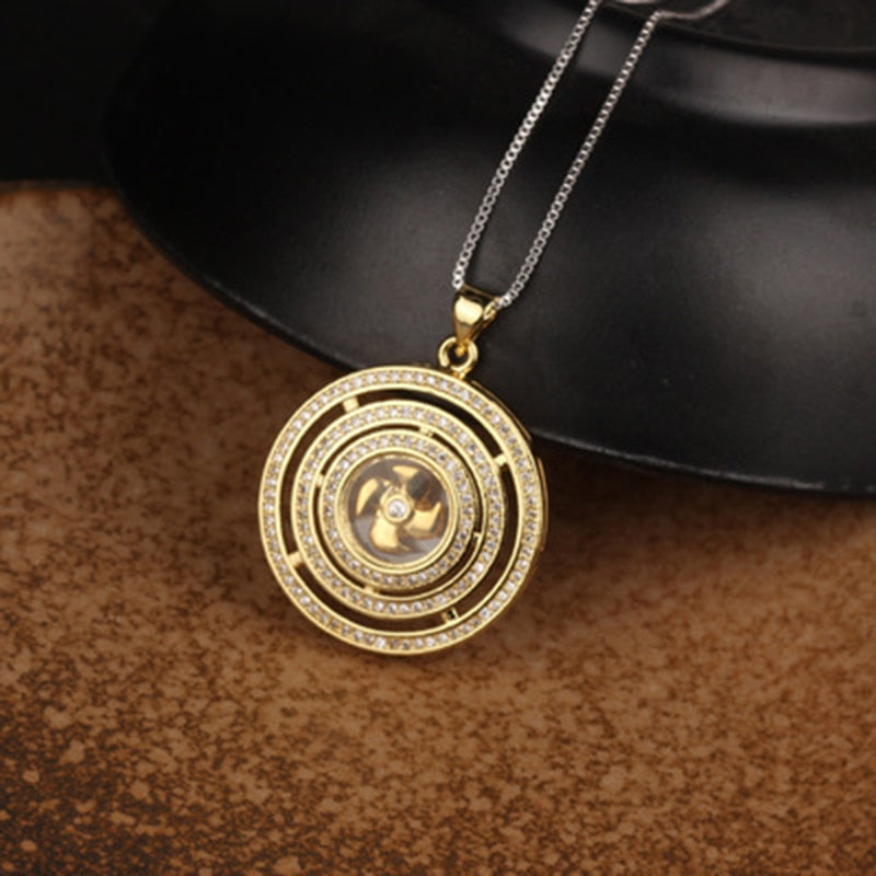 Rotatable Windmill Pendant Necklace AAA Cubic Zirconia Pave Gold Silver Color Crystal Necklace Jewelry - MERGE.DAY.1.FREESTYLE