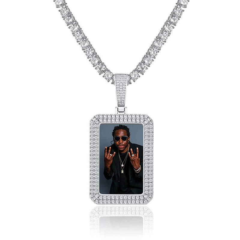 custom photo square medallion pendant hip hop fashion jewelry - MERGE.DAY.1.FREESTYLE