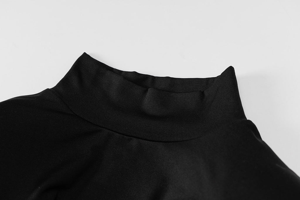 Women Spring Autumn Long Sleeve Bodycon Soild Color Black Slim Package Hip Mini Dress - MERGE.DAY.1.FREESTYLE