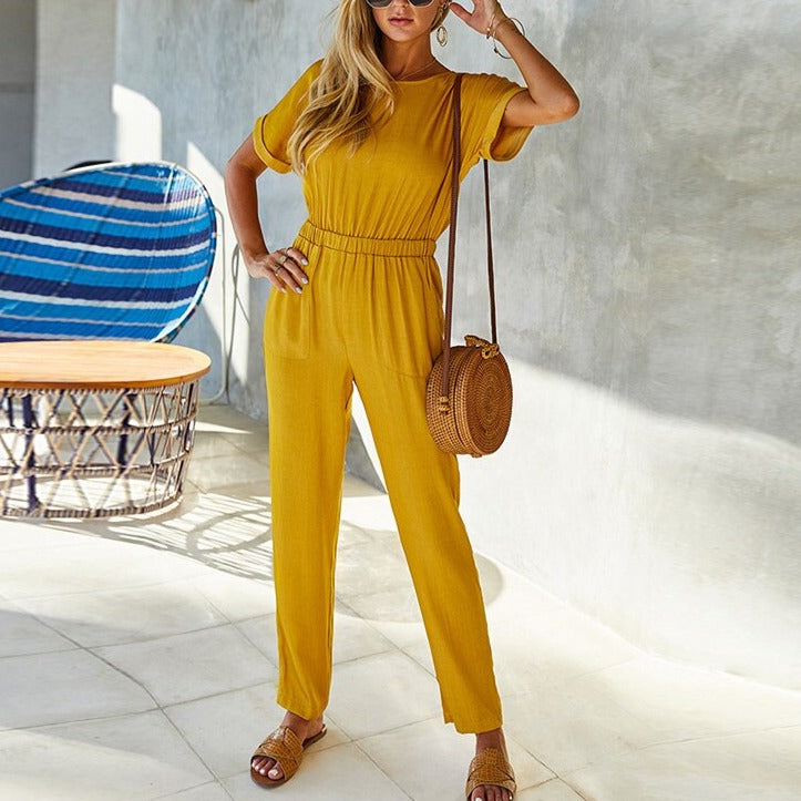 2022 Streetwear Women Jumpsuits Long O-Neck Polyester One Piece Outfi Summer Clothes - MERGE.DAY.1.FREESTYLE