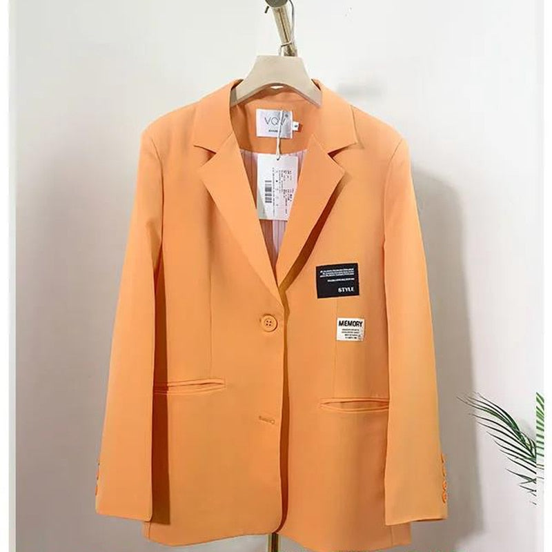 Oversize Blazer Women Autumn Loose Wide Shoulder Suit Coats Casual Label Blazers Female - MERGE.DAY.1.FREESTYLE