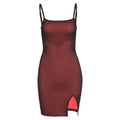 Mesh Double Layer Sexy Skinny Dress Women Sleeveless Party Bodycon 2022 Bandage Elastic Split Slim Outfit - MERGE.DAY.1.FREESTYLE