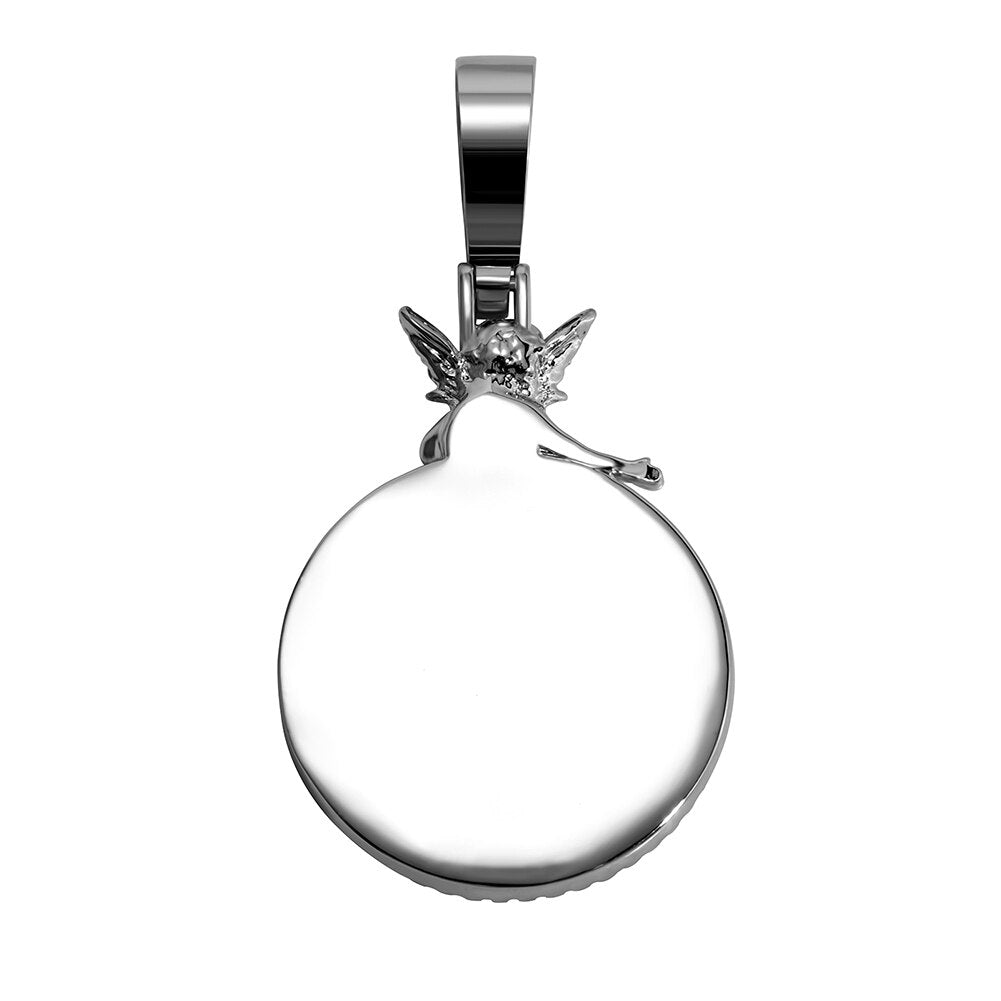 Personalized Custom Photo Pendan Round With Angel Accessories Jewelry - MERGE.DAY.1.FREESTYLE