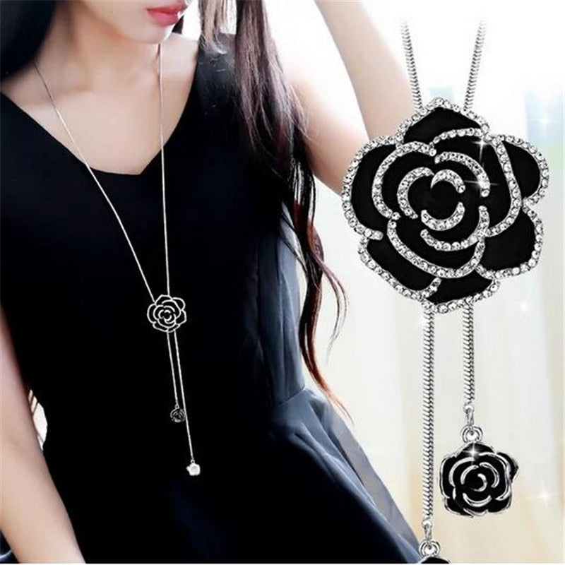 Collier Femme Long Gray Crystal Necklaces & Pendants for Women Round Statement Necklace - MERGE.DAY.1.FREESTYLE