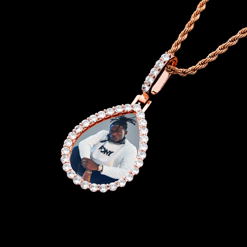 Custom Photo Pendant Drop-shaped Medal Pendant Necklace Hip Hop Jewelry - MERGE.DAY.1.FREESTYLE