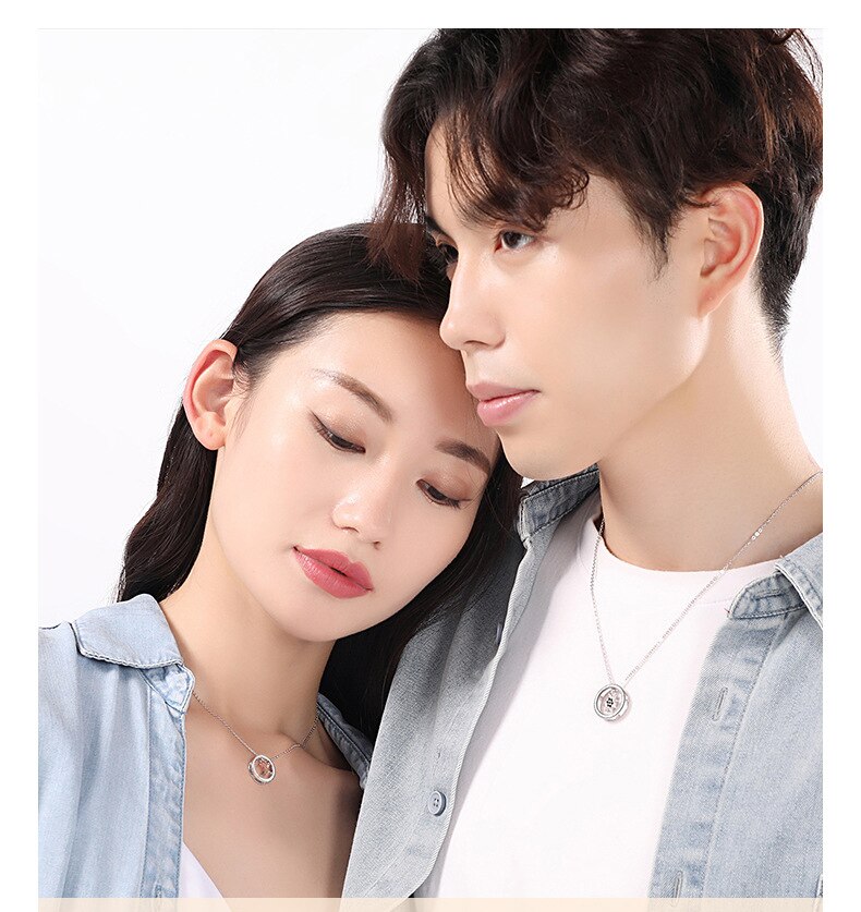 couple silver color ring sun and moon two-color pendant necklace jewelry gift - MERGE.DAY.1.FREESTYLE