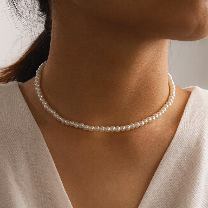 Beads Women's Neck Chain Kpop Pearl Choker Necklace Gold Color Jewelry On The Neck Pendant - MERGE.DAY.1.FREESTYLE