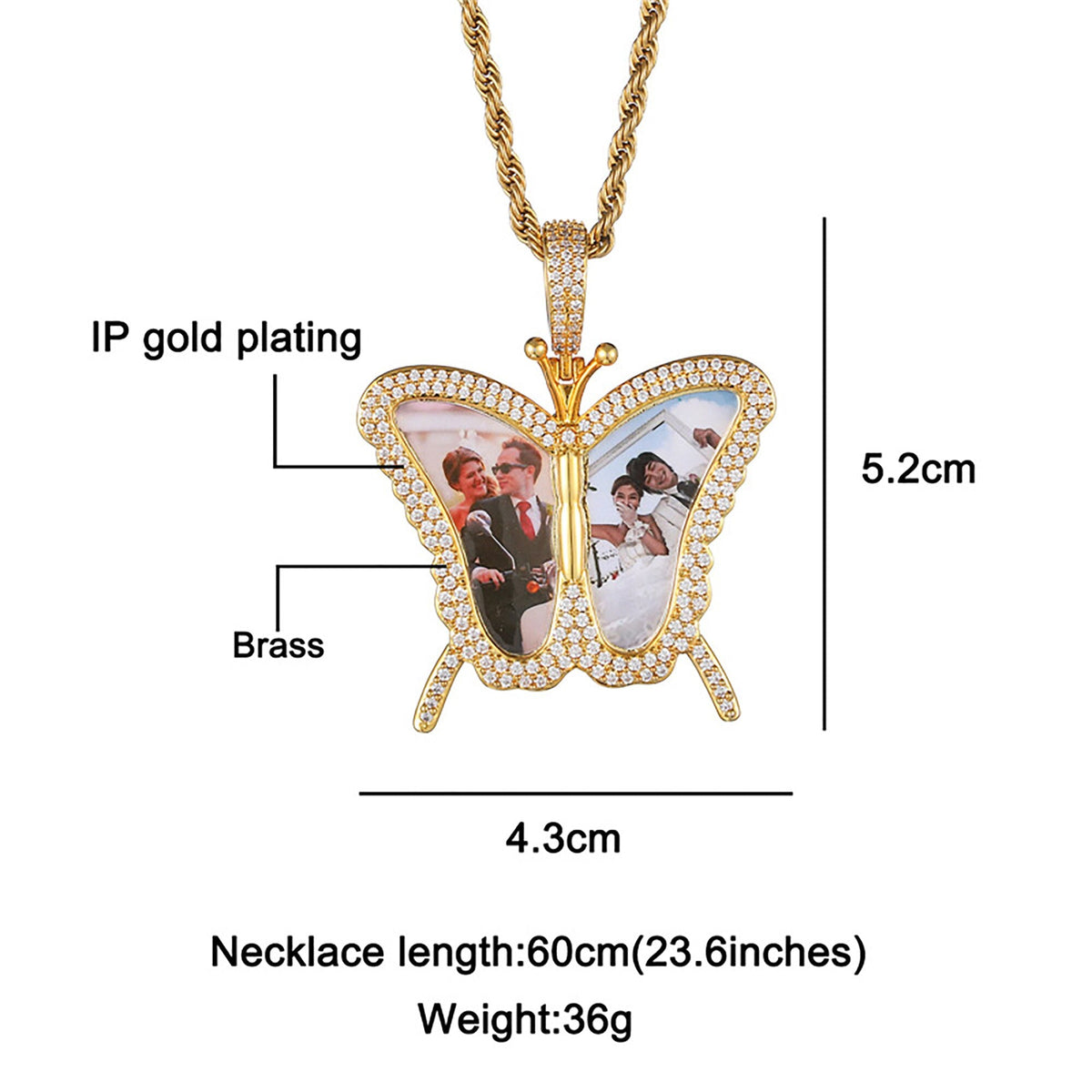 Personalised Butterfly Locket Necklace For Opening Print Two Photo Pendant - MERGE.DAY.1.FREESTYLE