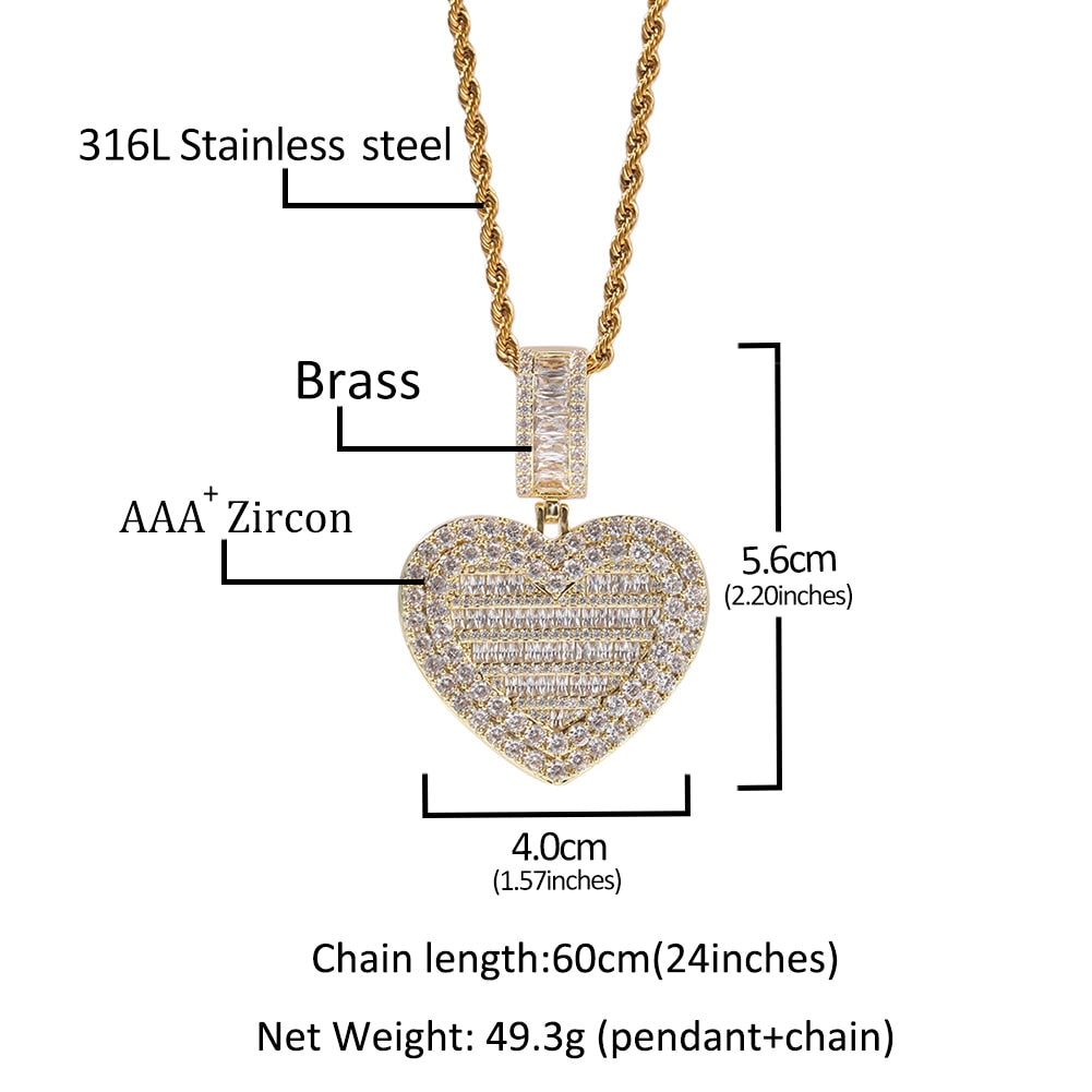 Large Size Heart Shape Custom Photo Locket Frame Pendant love necklaces for her - MERGE.DAY.1.FREESTYLE