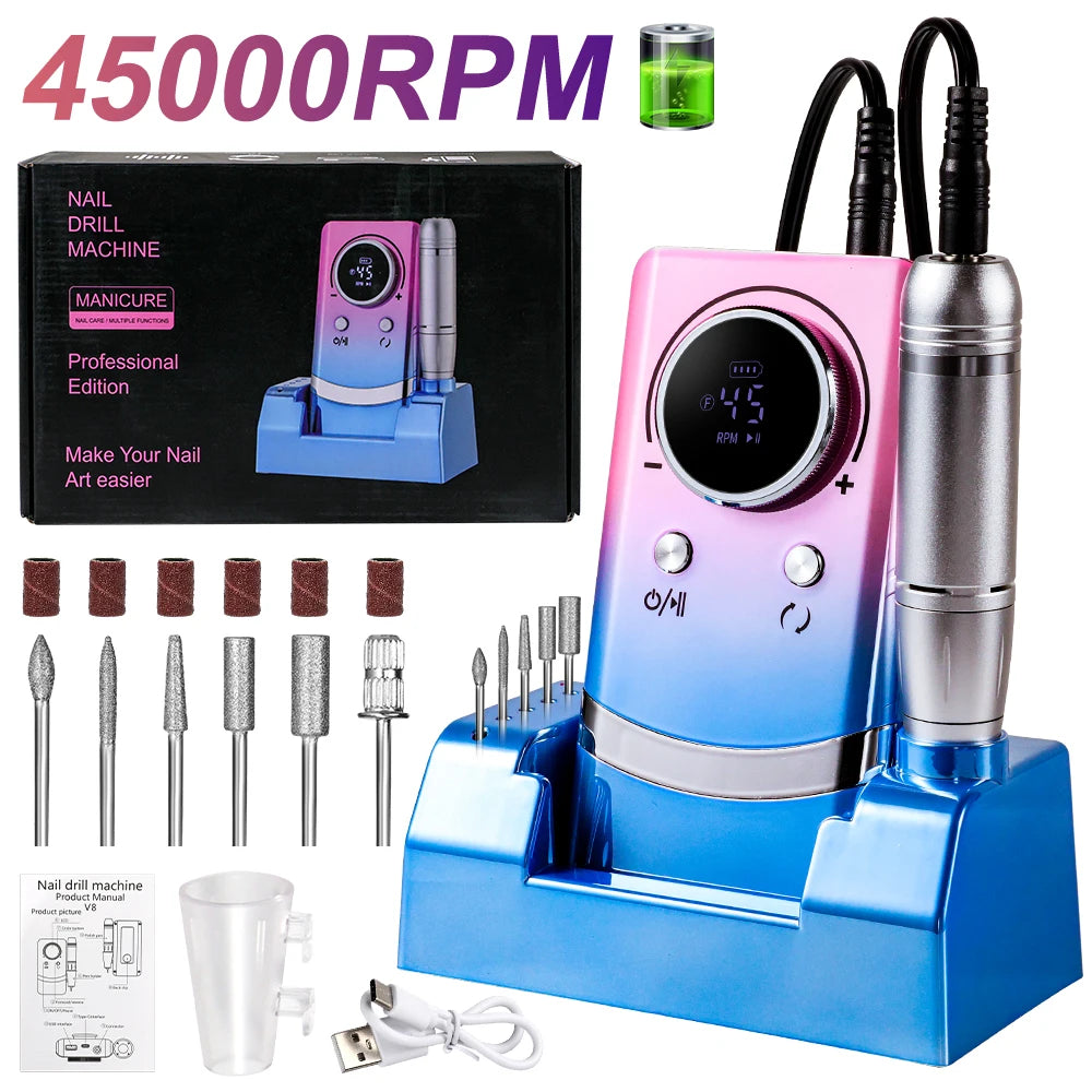 Portable Nail Drill Professional 45000 RPM Rechargeable Electric Nail File Machine Cordless E-File for Acrylic Gel Polishing - MERGE.DAY.1.FREESTYLE