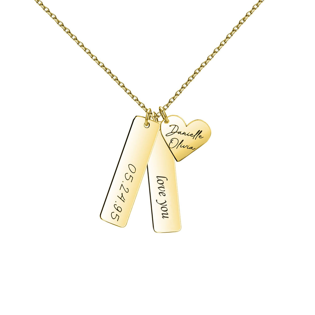 Heart-shaped Necklace Personalized Engraved Name Text Pendant - MERGE.DAY.1.FREESTYLE