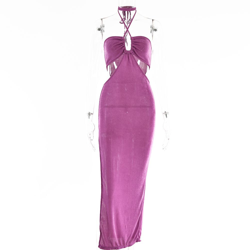 Women Halter Cut Out Backless Corset Midi Dress High Waist Split Slim Grunge Vestidos 2022 Summer - MERGE.DAY.1.FREESTYLE
