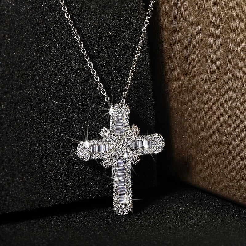 Luxury Women White Crystal Pendant Necklace Charm Silver Color Chain Necklace - MERGE.DAY.1.FREESTYLE
