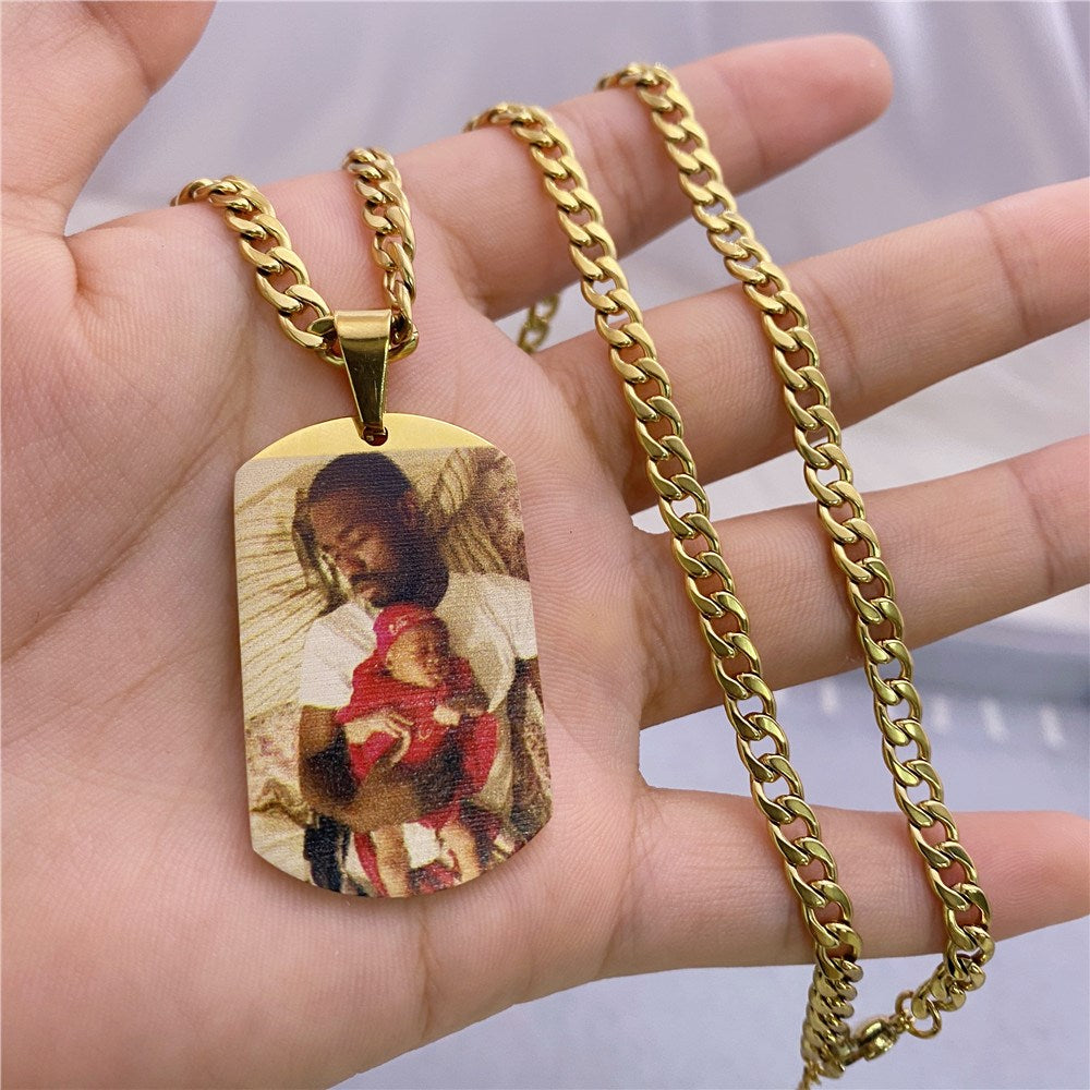 Custom Color Picture Dog Tag Necklace for Memorial Jewelry Gift - MERGE.DAY.1.FREESTYLE