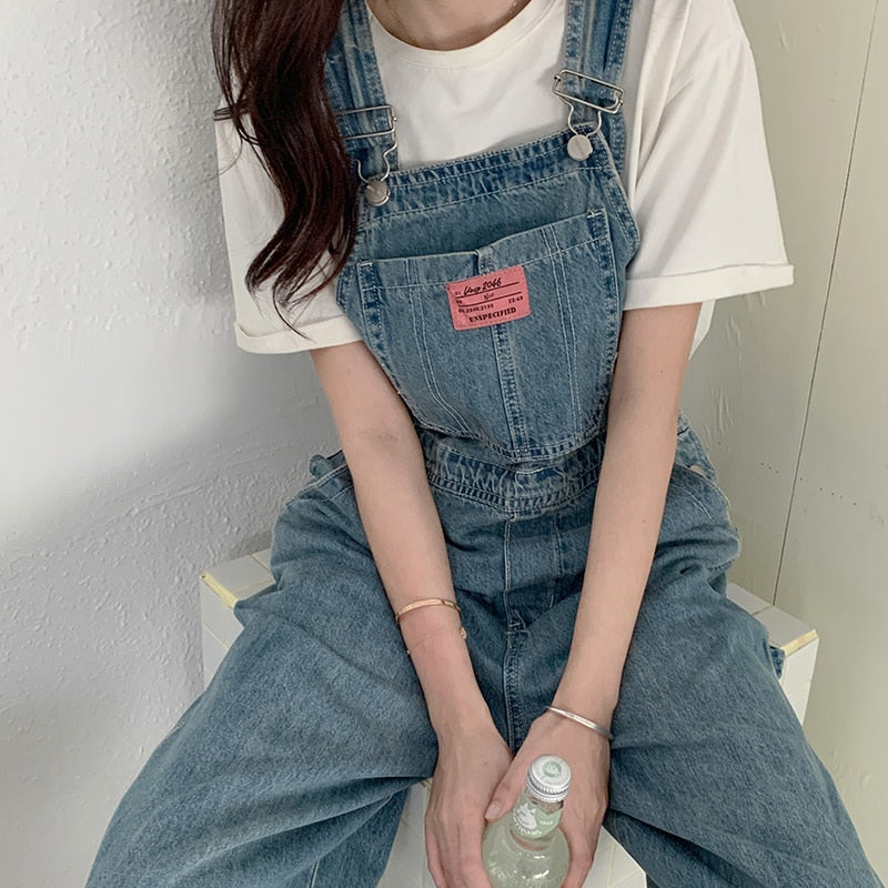 Casual Denim Jumpsuits Women Loose Overalls Baggy Wide Leg Rompers - MERGE.DAY.1.FREESTYLE