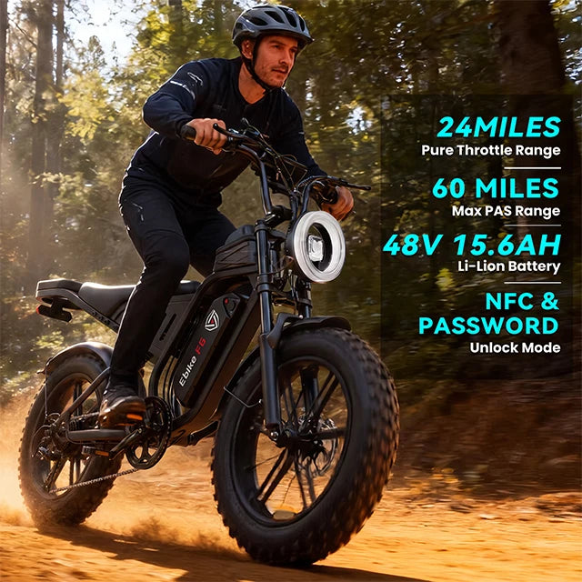 Factory Direct Price F6 48v 15.6Ah Hot Sale US Warehouse ElectricMountain EBike 20" Fat Tires With Plain Rear Passenger Seat - MERGE.DAY.1.FREESTYLE