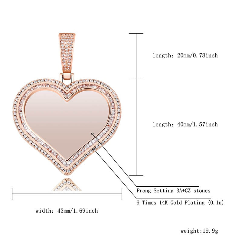Custom Photo Pendant Heart-shaped Medal Necklace Iced Cubic Zirconia Pendant Hip Hop Jewelry - MERGE.DAY.1.FREESTYLE
