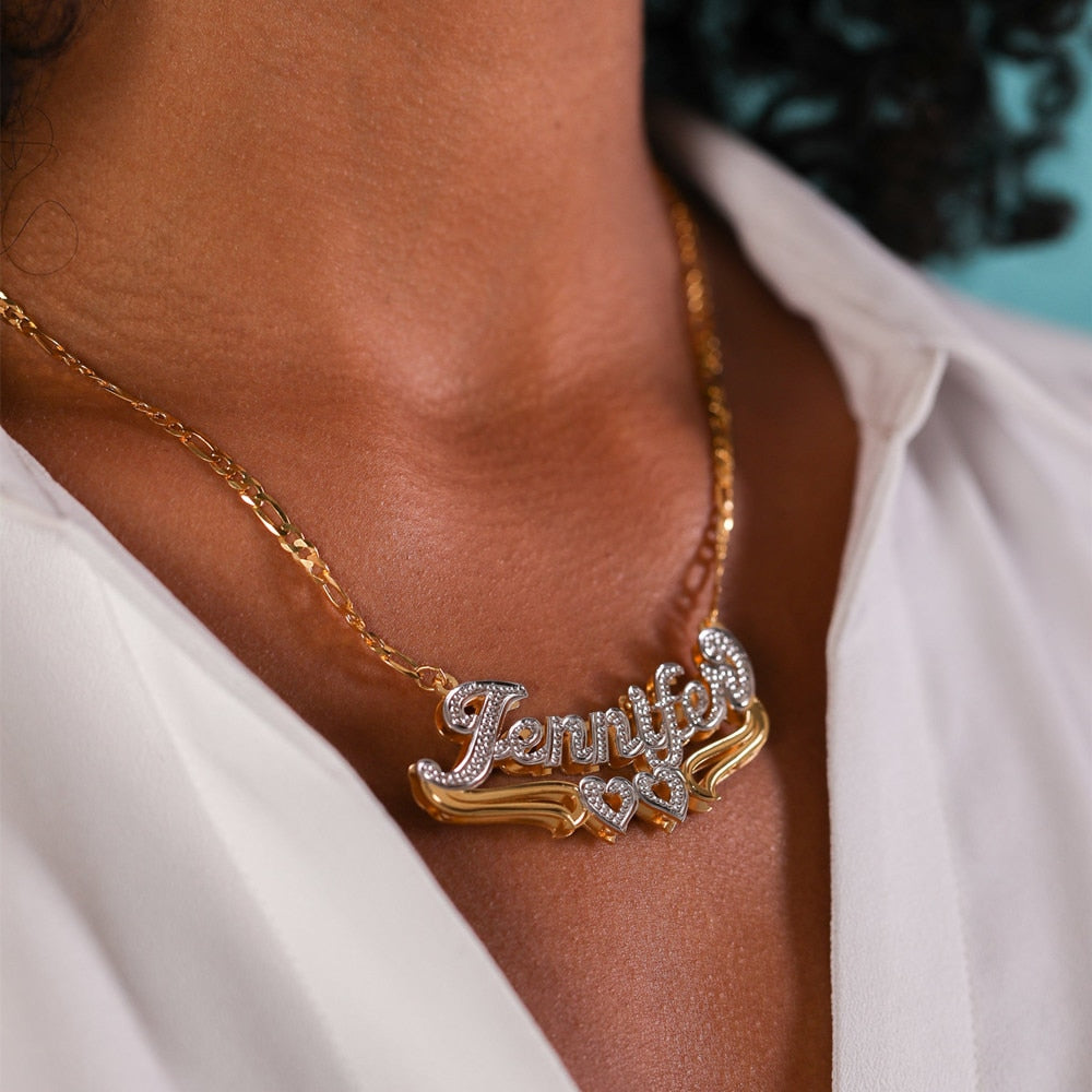 Customized Name Necklace Custom 3D Nameplate Personalized Double Electroplating Pendant - MERGE.DAY.1.FREESTYLE