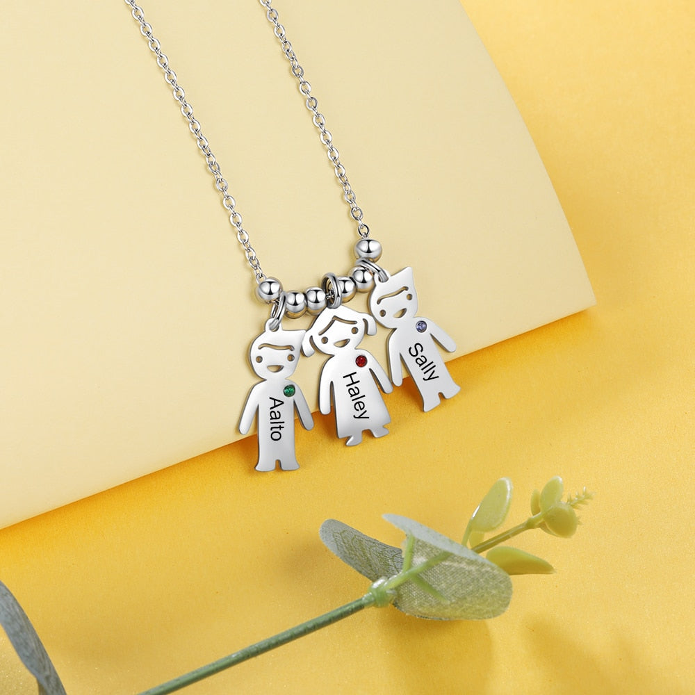 Boy Girl Pendant Name Necklace Customized Birthstone Jewelry Gift - MERGE.DAY.1.FREESTYLE