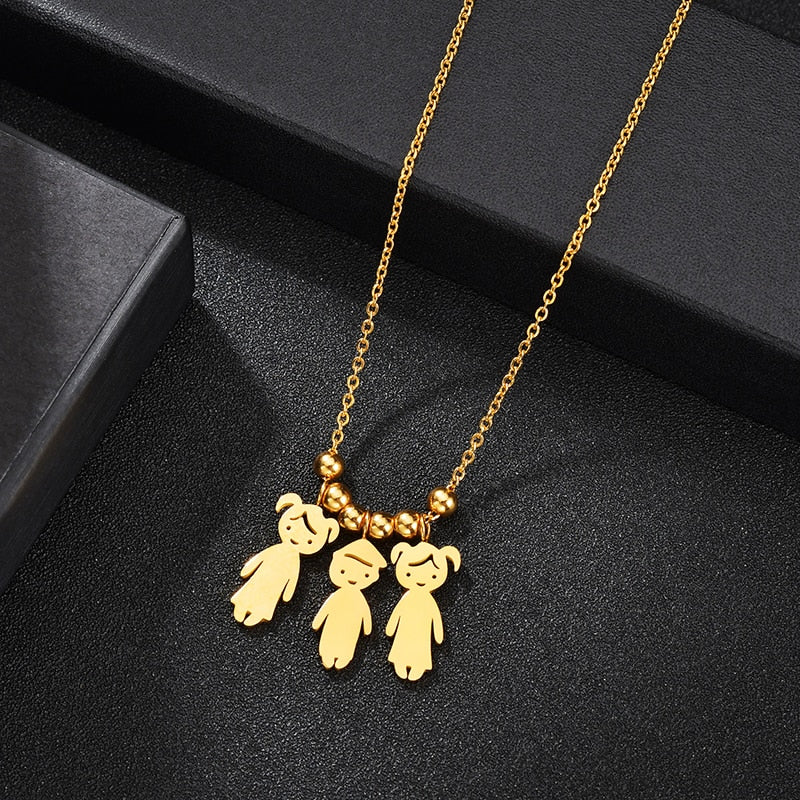 Personalized Boy Girl Kids Pendant Necklace Women Child Engraved Name Date Family Jewelry - MERGE.DAY.1.FREESTYLE
