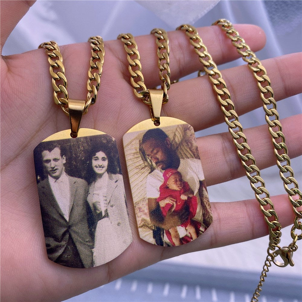 Custom Color Picture Dog Tag Necklace for Memorial Jewelry Gift - MERGE.DAY.1.FREESTYLE