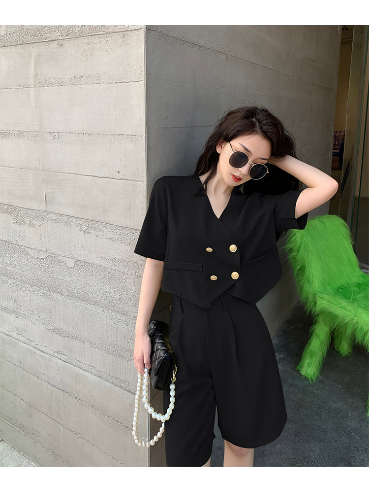 Fashion Office Short Sets Women Korean Loose Two Piece Suits Summer Thin - MERGE.DAY.1.FREESTYLE