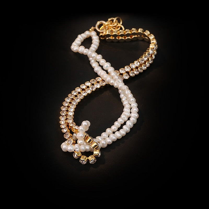 Water-wave Pearl Necklace For Women Charming Big Metal Geometric Statement Collar Necklace - MERGE.DAY.1.FREESTYLE