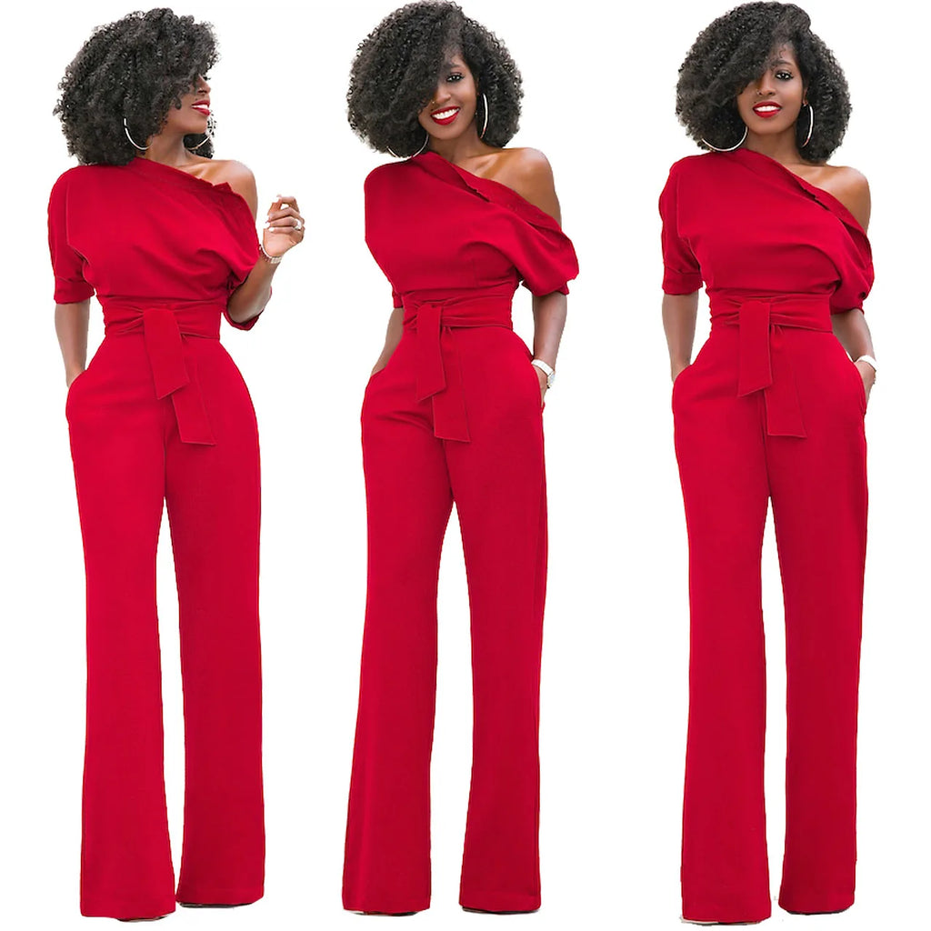 Hot Sale Professional Women's Fashion Solid Color Asymmetrical One-piece Jumpsuits
