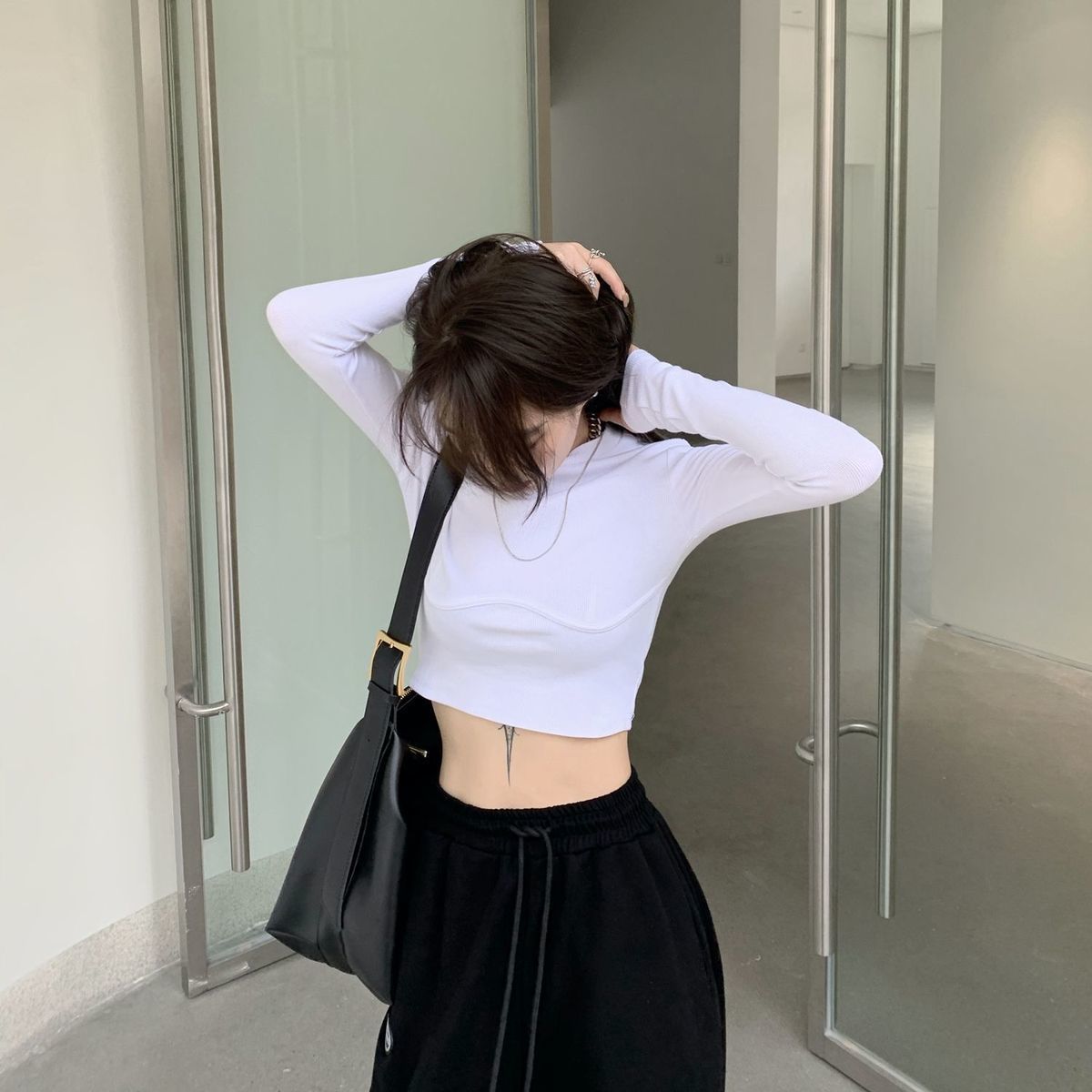 T-shirt Women Design Chest Type Crop Tops Aautumn New Skinny Long Sleeve - MERGE.DAY.1.FREESTYLE