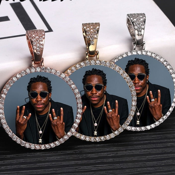 Custom Photo Memory Medallions Necklace With Tennis Chain With Cubic Zircon Chains - MERGE.DAY.1.FREESTYLE