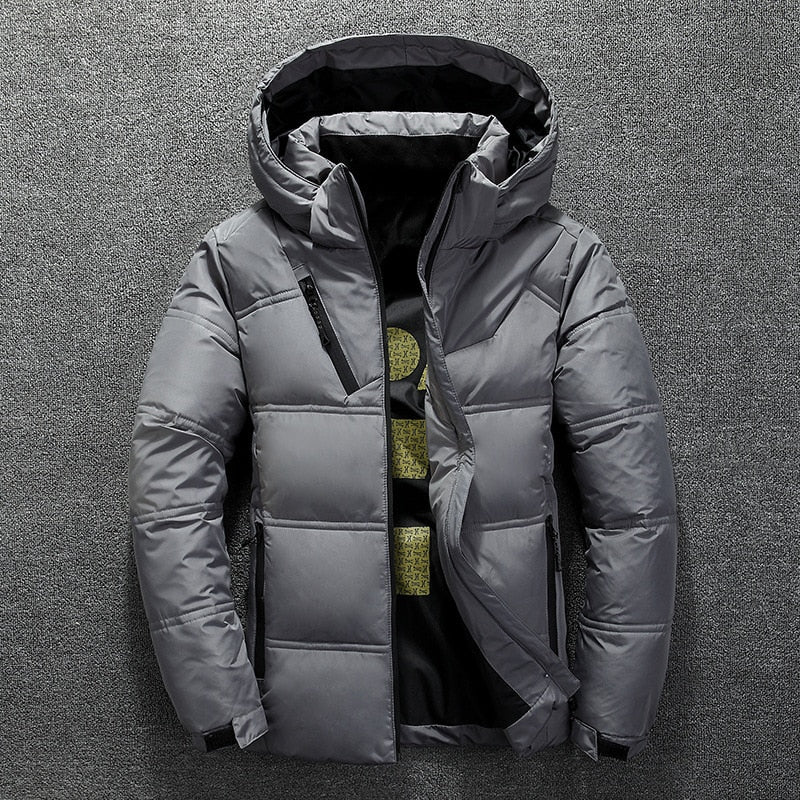 Duck Down Jacket Men Winter Warm Solid Color Hooded Jackets Outdoor Coat - MERGE.DAY.1.FREESTYLE