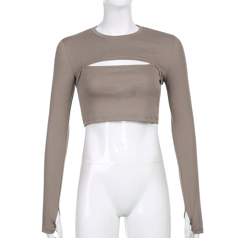 Sexy Hollow Knit Top Sweater Women Party Navel Slim Ribbed Summer Lady Shirts - MERGE.DAY.1.FREESTYLE