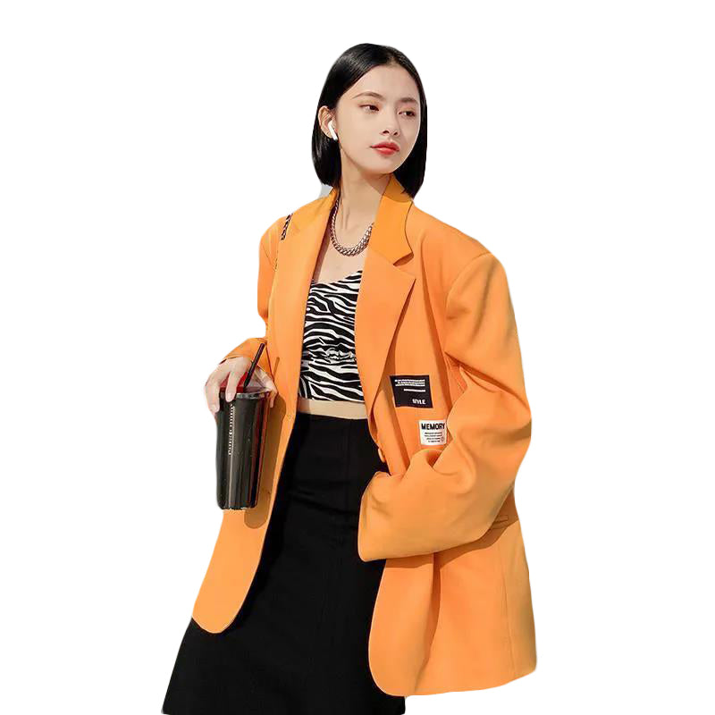 Oversize Blazer Women Autumn Loose Wide Shoulder Suit Coats Casual Label Blazers Female - MERGE.DAY.1.FREESTYLE