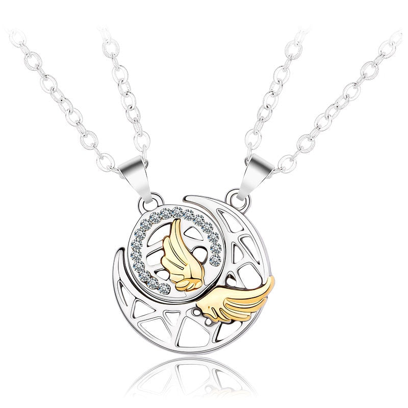 Sun Moon Wing Couple Necklace Magnet Attract Simple Fashion Valentine's Day Necklace - MERGE.DAY.1.FREESTYLE