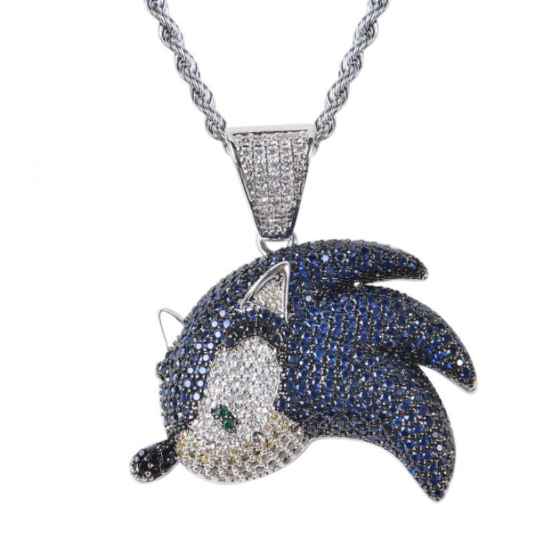 Hip Hop Fierce Shark Inlaid Zircon Pendant Charm Trend Necklace - MERGE.DAY.1.FREESTYLE