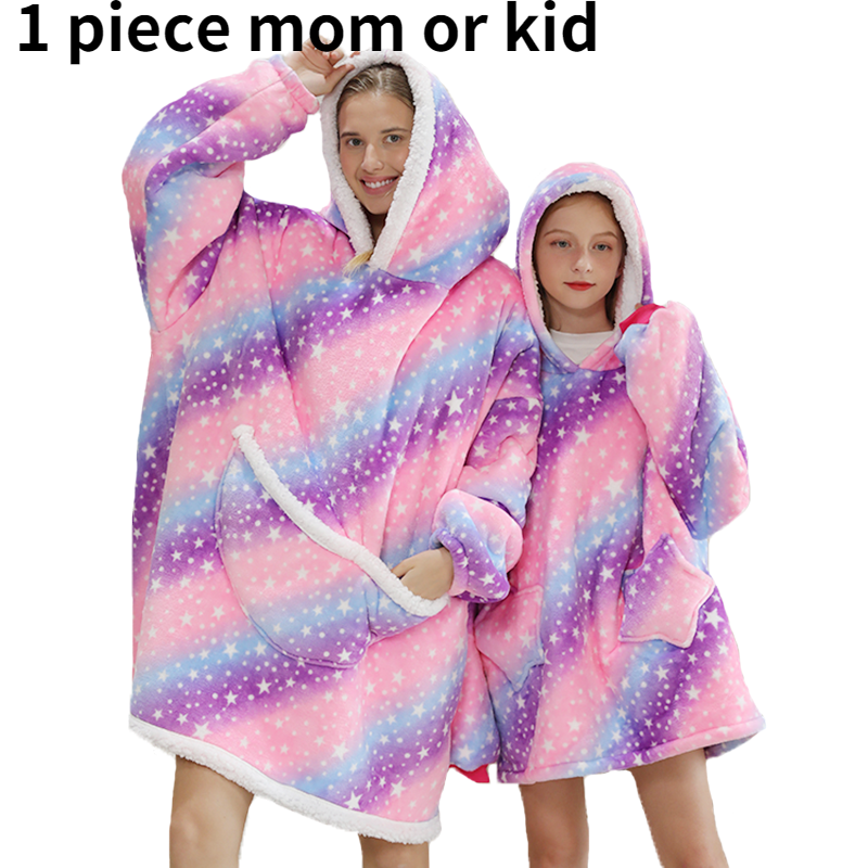 Printed Wearable Blanket Hoodie Fleece Warm Kids Sleepwear Hoody Sweatshirt - MERGE.DAY.1.FREESTYLE