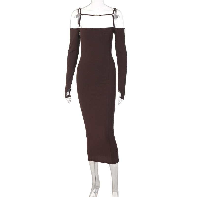 ibbed Solid Slash Neck Slip Long Sleeves Bodycon Mini Dress Streetwear Y2K - MERGE.DAY.1.FREESTYLE